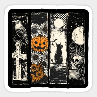 Black and White Vintage Halloween Retro Gothic Spooky Art Sticker